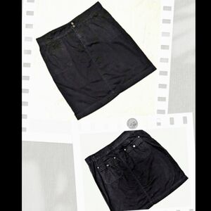 Style & Co Black Knee Length Casual Cargo Skirt sz 8 Back Pockets Cotton Twill